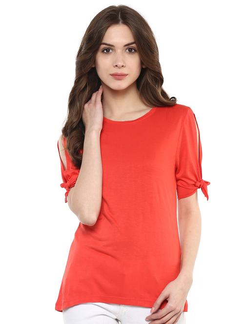 tie-knot slit sleeved top - 15807397 - Very Small Image - 1