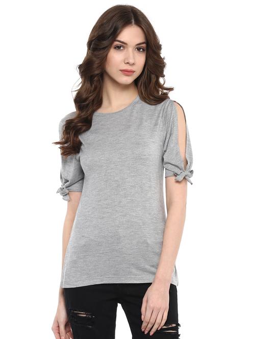 tie-knot slit sleeved top - 15807398 - Very Small Image - 1