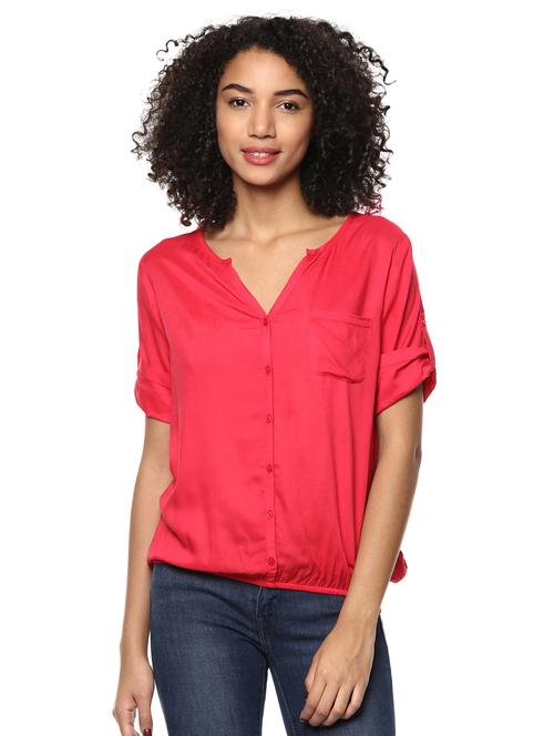 roll-up sleeved button-up blouson top - 15807486 - Very Small Image - 1