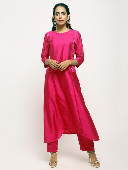 foil printed silk kurta with pant set - 15807844 - Very Small Image - 1