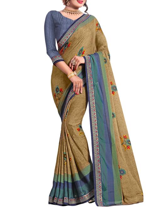 floral printed saree with blouse - 15809301 - Very Small Image - 1