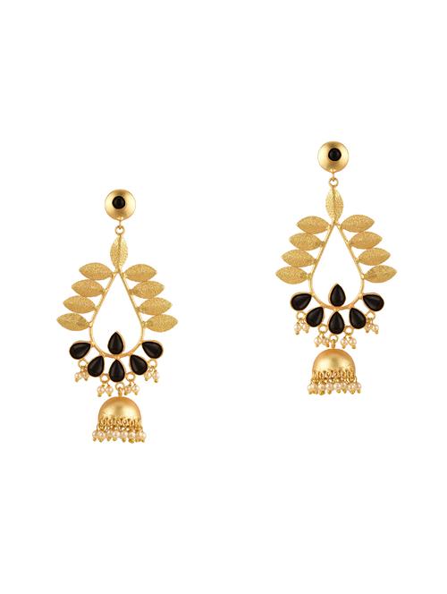 gold metal jhumka earring - 15810109 - Very Small Image - 1