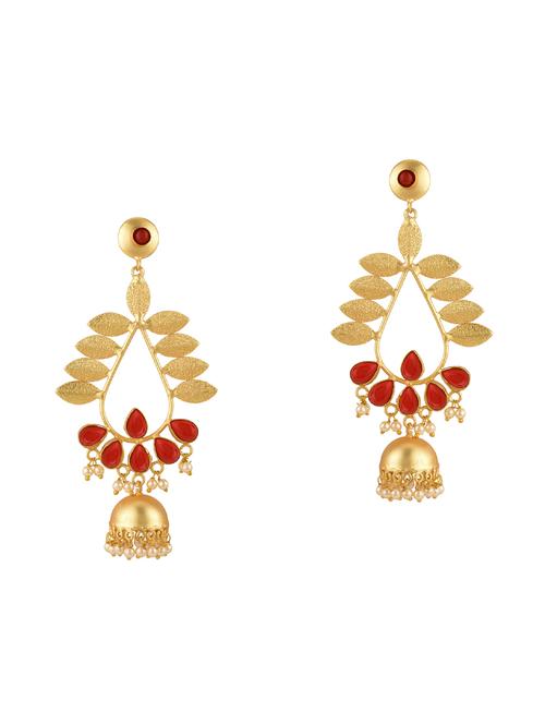 gold metal jhumka earring - 15810110 - Very Small Image - 1