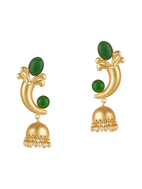 gold metal jhumka earring - 15810119 - Very Small Image - 1