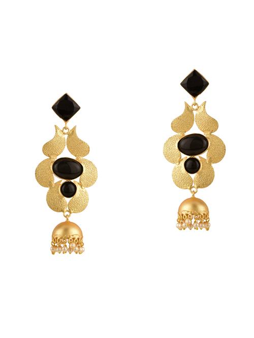 black metal jhumka earring - 15810129 - Very Small Image - 1
