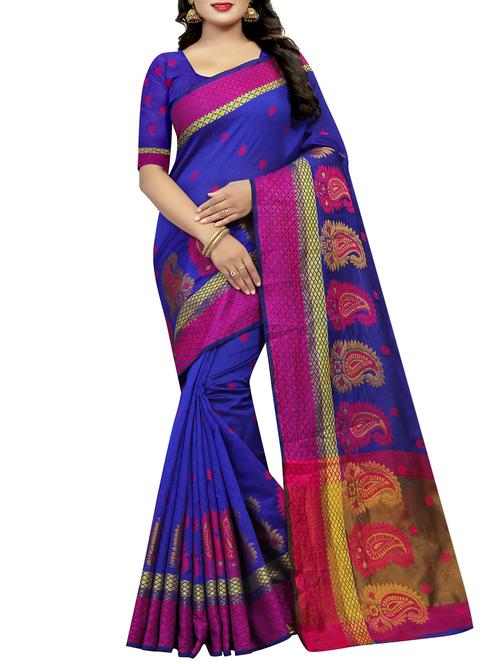 women's paisley blue colored saree - 15811569 - Very Small Image - 1