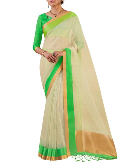 satin border zari check saree - 15814394 - Very Small Image - 1
