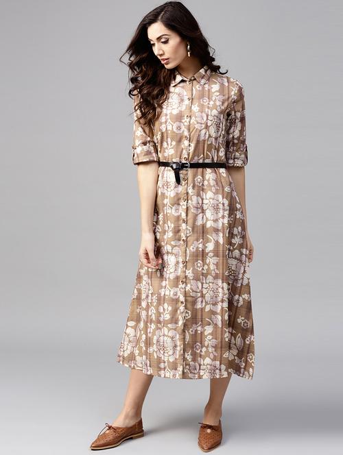 floral belted shirt dress - 15814673 - Very Small Image - 1