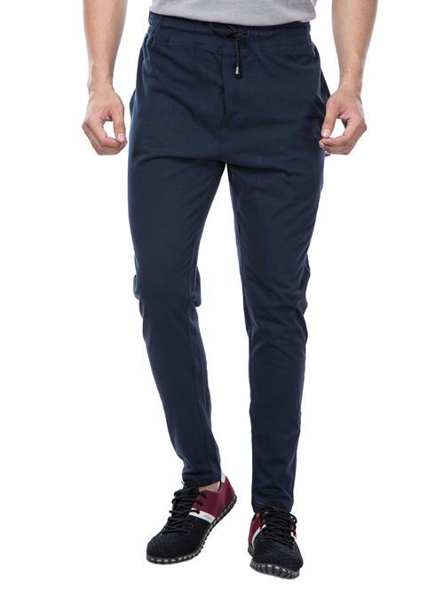 navy blue cotton full length track pant - 15815340 - Very Small Image - 1