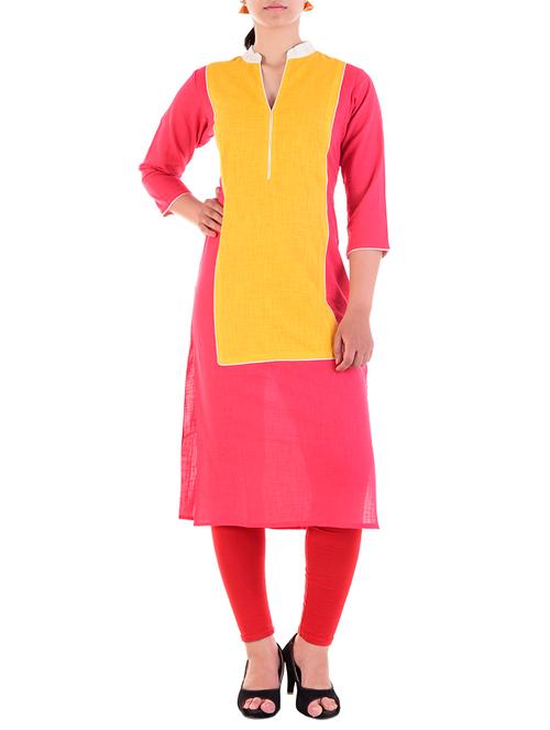 contrast yoke a-line kurti - 15815667 - Very Small Image - 1