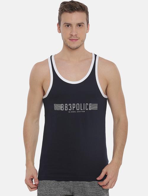 navy cotton blend vest - 15815729 - Very Small Image - 1