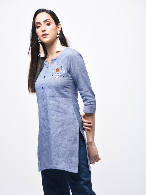 kaantha straight kurti with tassels - 15817028 - Very Small Image - 1