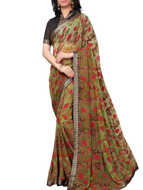 printed cotton silk saree with blouse - 15817086 - Very Small Image - 1
