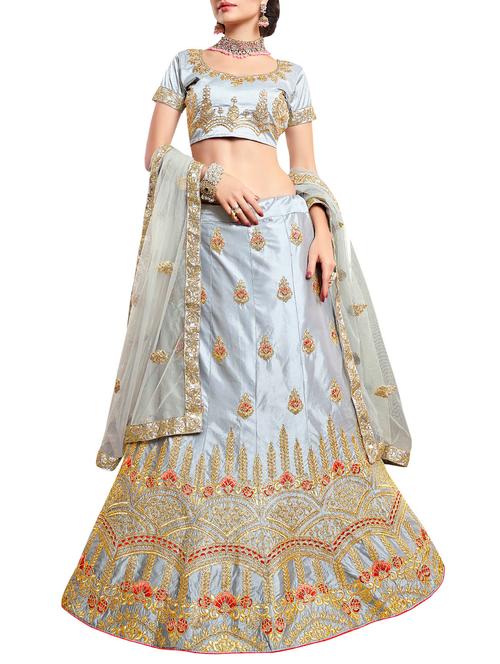 zari embroidered flared lehenga - 15817133 - Very Small Image - 1
