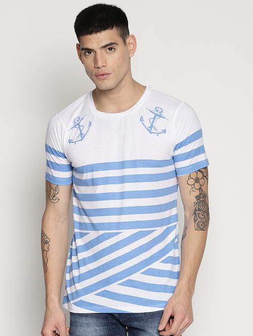 blue striped round neck t-shirt - 15817614 - Very Small Image - 1