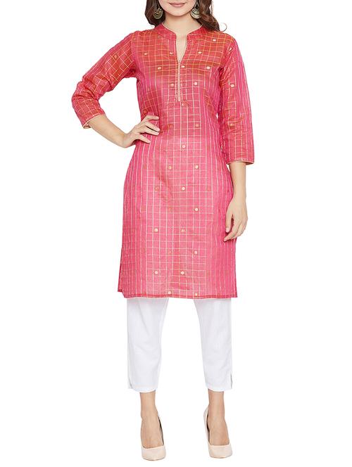 checkered printed straight kurta - 15818223 - Very Small Image - 1