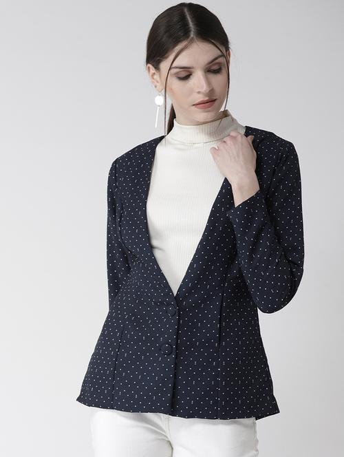 navy pin dotted casual blazer - 15818393 - Very Small Image - 1