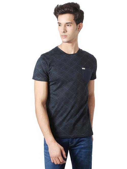 navy blue all over print t-shirt - 15821345 - Very Small Image - 1