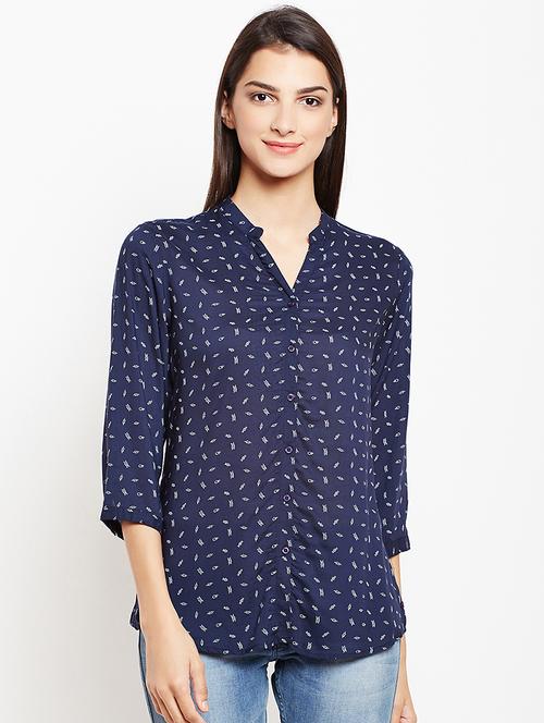 mandarin neck asymmetric shirt - 15821477 - Very Small Image - 1
