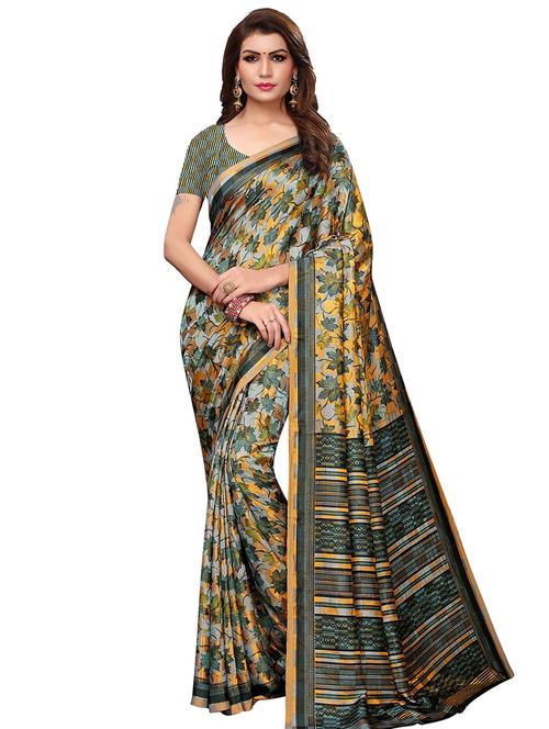printed art silk saree with blouse - 15821859 - Very Small Image - 1