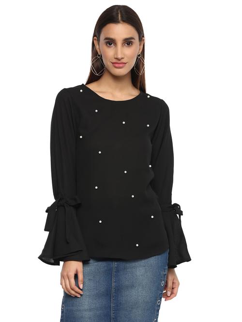 women's straight round neck top - 15822318 - Very Small Image - 1