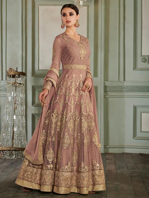 embroidered semi-stitched anarkali suit - 15823561 - Very Small Image - 1