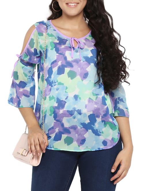 floral cold shoulder top - 15824344 - Very Small Image - 1