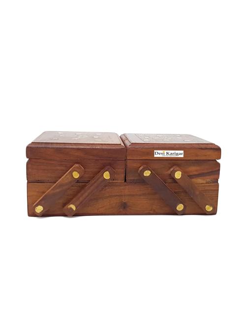 3 in 1 jewellery box (brown, 9 x 4 x 4 inch (closed box size) - 15824357 - Very Small Image - 1