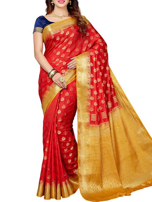 conversational zari motif banarasi saree with blouse - 15825170 - Very Small Image - 1