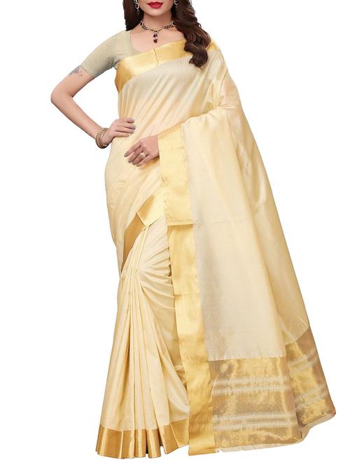 zari border saree with blouse - 15826071 - Very Small Image - 1