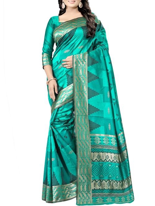 self design banarasi saree with blouse - 15826353 - Very Small Image - 1