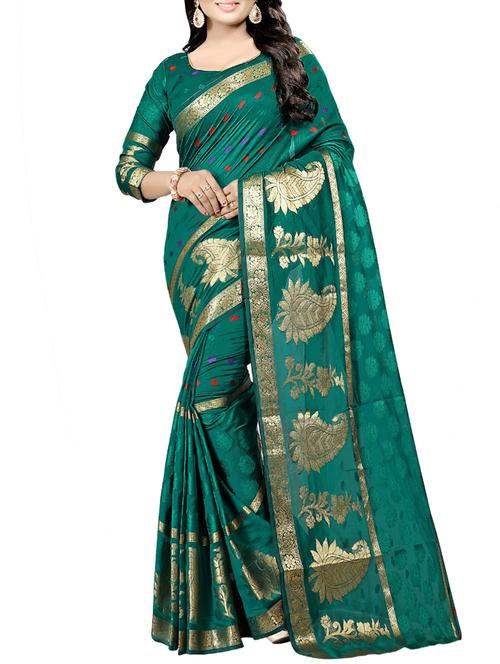 self design banarasi saree with blouse - 15826356 - Very Small Image - 1