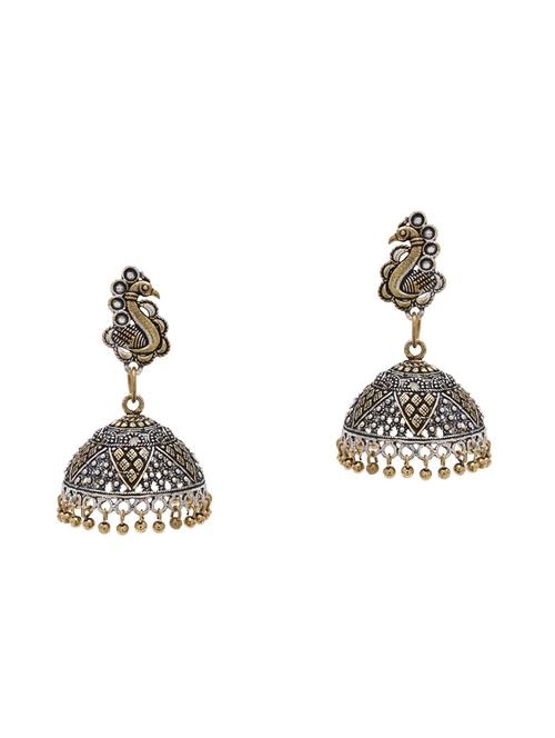silver metal jhumka earring - 15826442 - Very Small Image - 1