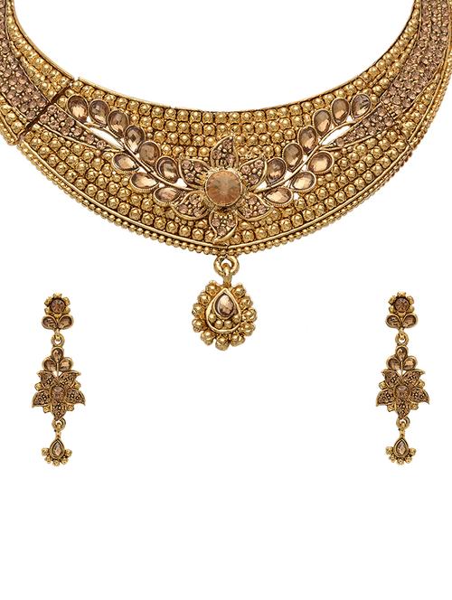 gold metal necklaces and earring - 15826508 - Very Small Image - 1