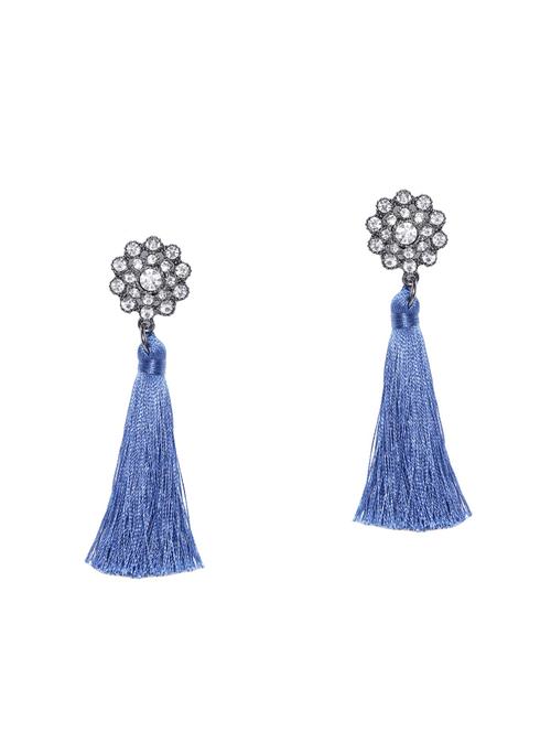 blue silver plated drop earring - 15826835 - Very Small Image - 1
