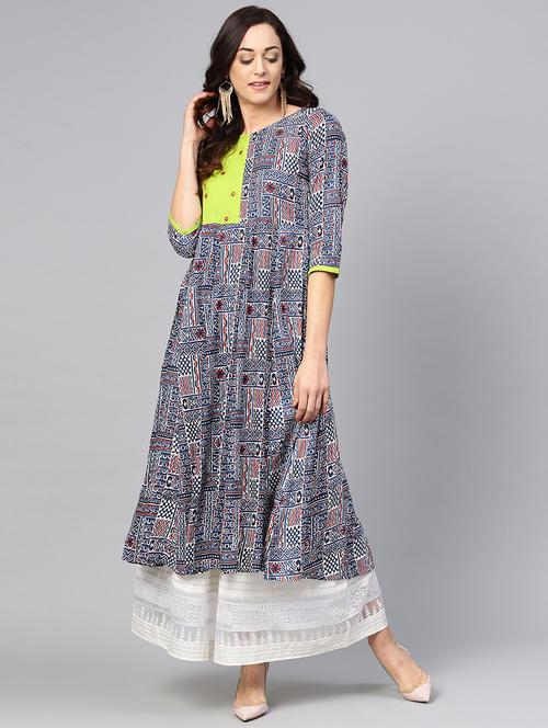 printed a-line kurta - 15827715 - Very Small Image - 1