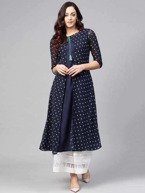 geometric printed layered kurta - 15827721 - Very Small Image - 1