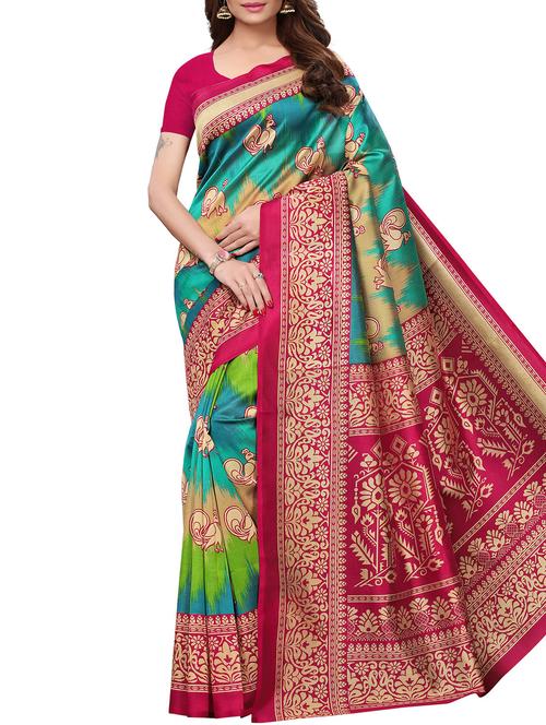 contrast border printed saree - 15829571 - Very Small Image - 1