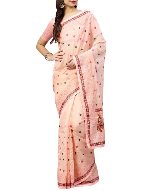 floral embroidered saree with blouse - 15830193 - Very Small Image - 1