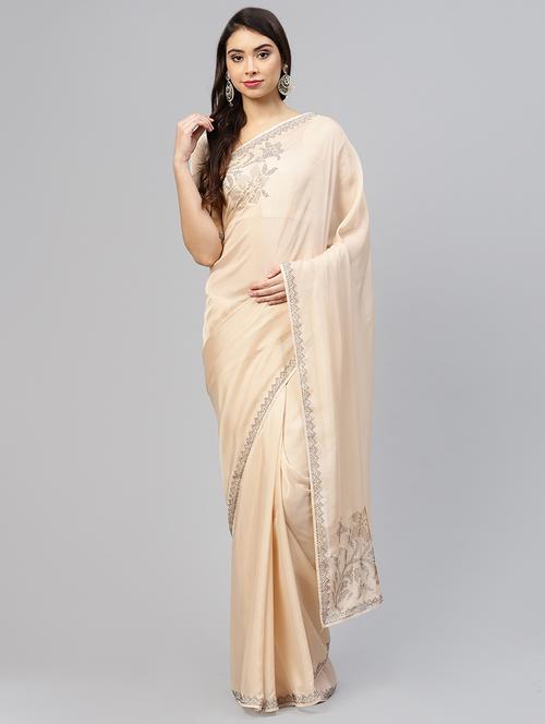 floral embellished saree with blouse - 15830195 - Very Small Image - 1
