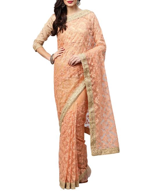 floral embroidered saree with blouse - 15830212 - Very Small Image - 1