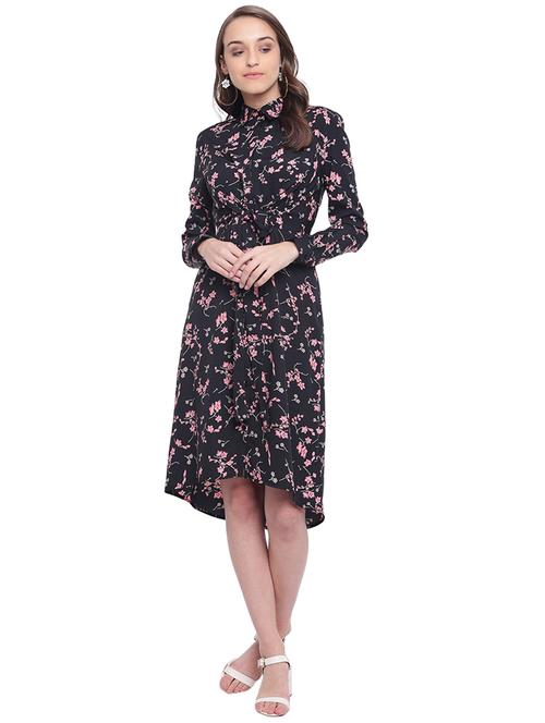 tie front floral high low dress - 15831819 - Very Small Image - 1