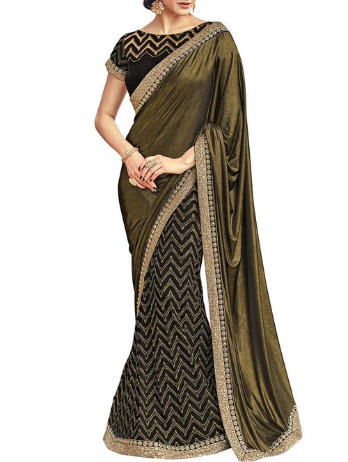 chevron embroidered half & half saree with blouse - 15832184 - Very Small Image - 1