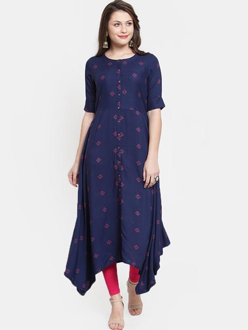 asymmetric printed kurta - 15832374 - Very Small Image - 1