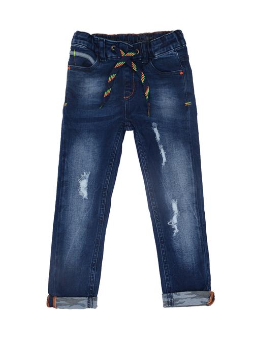 dark blue cotton blend washed jeans - 15832892 - Very Small Image - 1