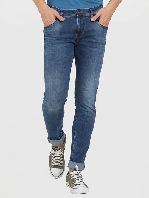 blue cotton washed jeans - 15832963 - Very Small Image - 1