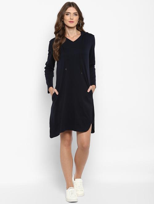 hooded neck asymmetric hem dress - 15833432 - Very Small Image - 1