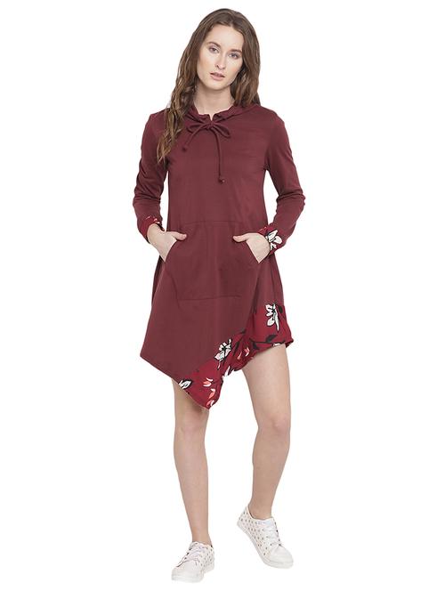 pocket patch hooded neck asymmetric dress - 15833476 - Very Small Image - 1