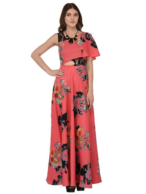 laced panel cutout detail flared dress - 15833523 - Very Small Image - 1