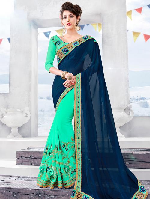 floral embroidered saree - 15833603 - Very Small Image - 1